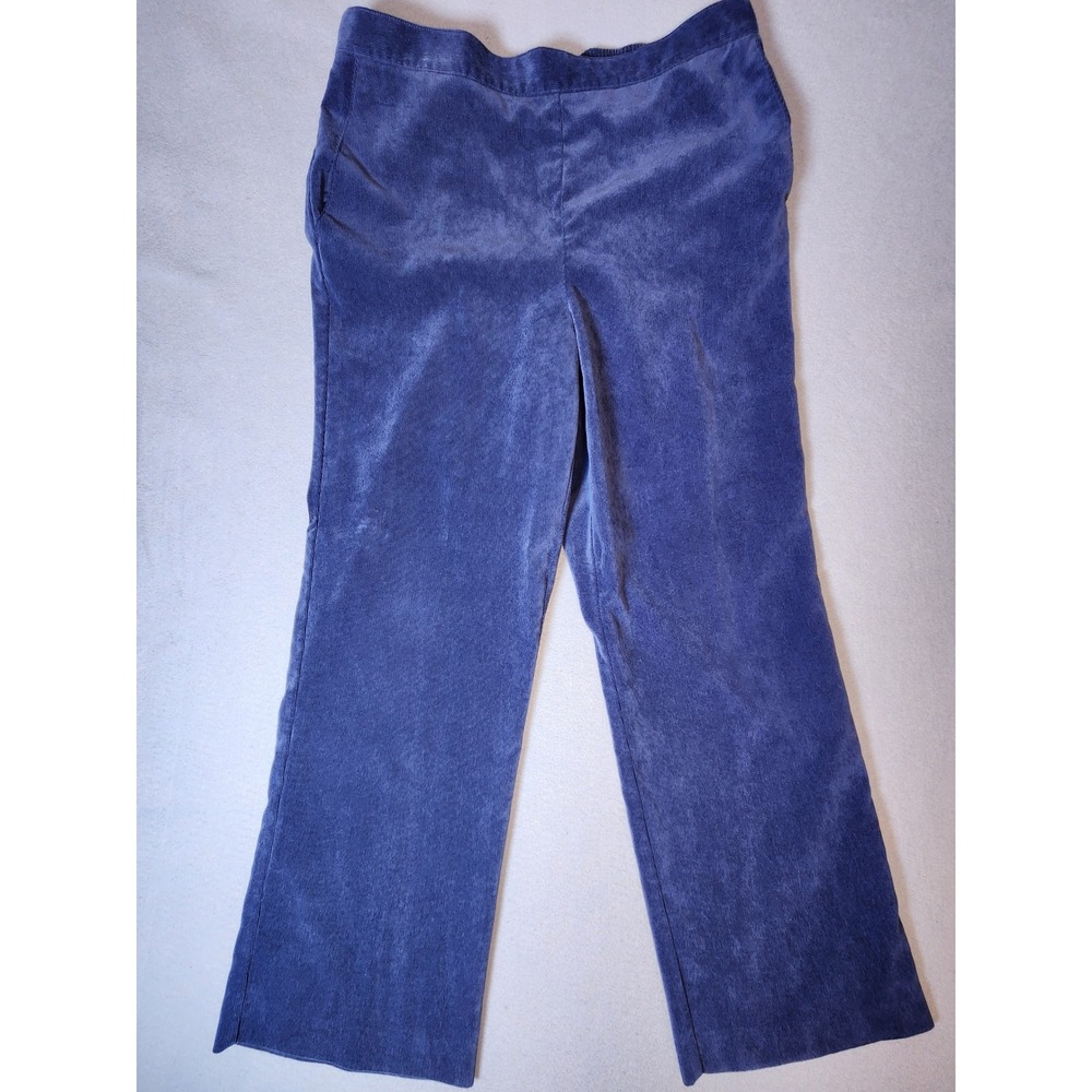 Alfred Dunner Womens Blue Corduroy Pull On Pants Size 14 Elastic Waist Straight